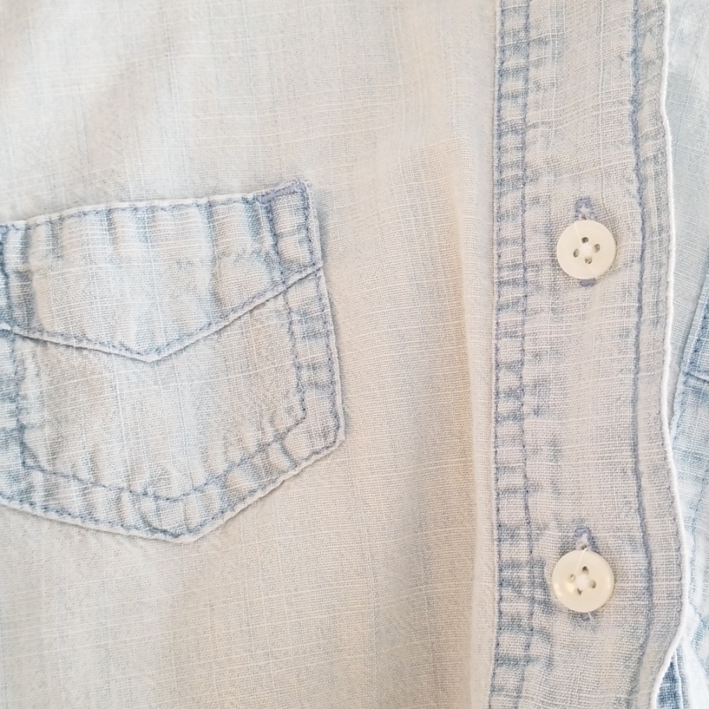 Jcrew chambray denim high low button up top - Picture 3 of 6